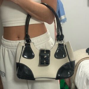 Black and Cream Women's Handbag